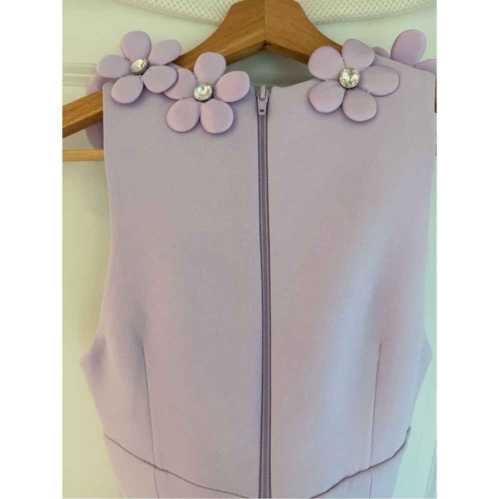 New Bronx Banco 3D floral Estelle Lavender Mini Dress, Lilac Floral Appliqué - Picture 14 of 16